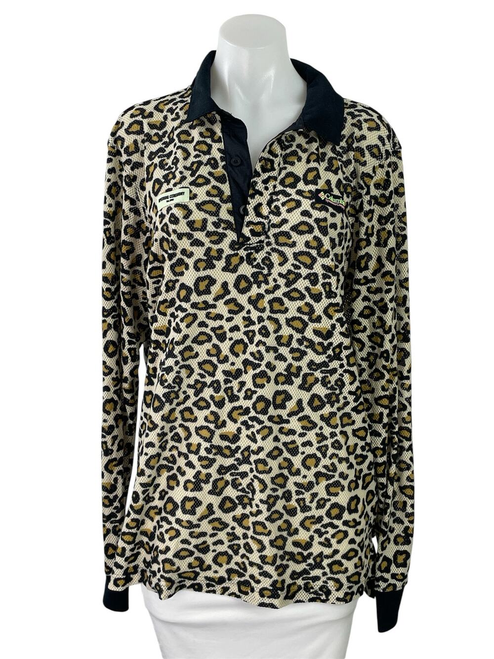 Opening Ceremony x Columbia Women's Leopard Long Sleeve Polo Sweater Top Size M